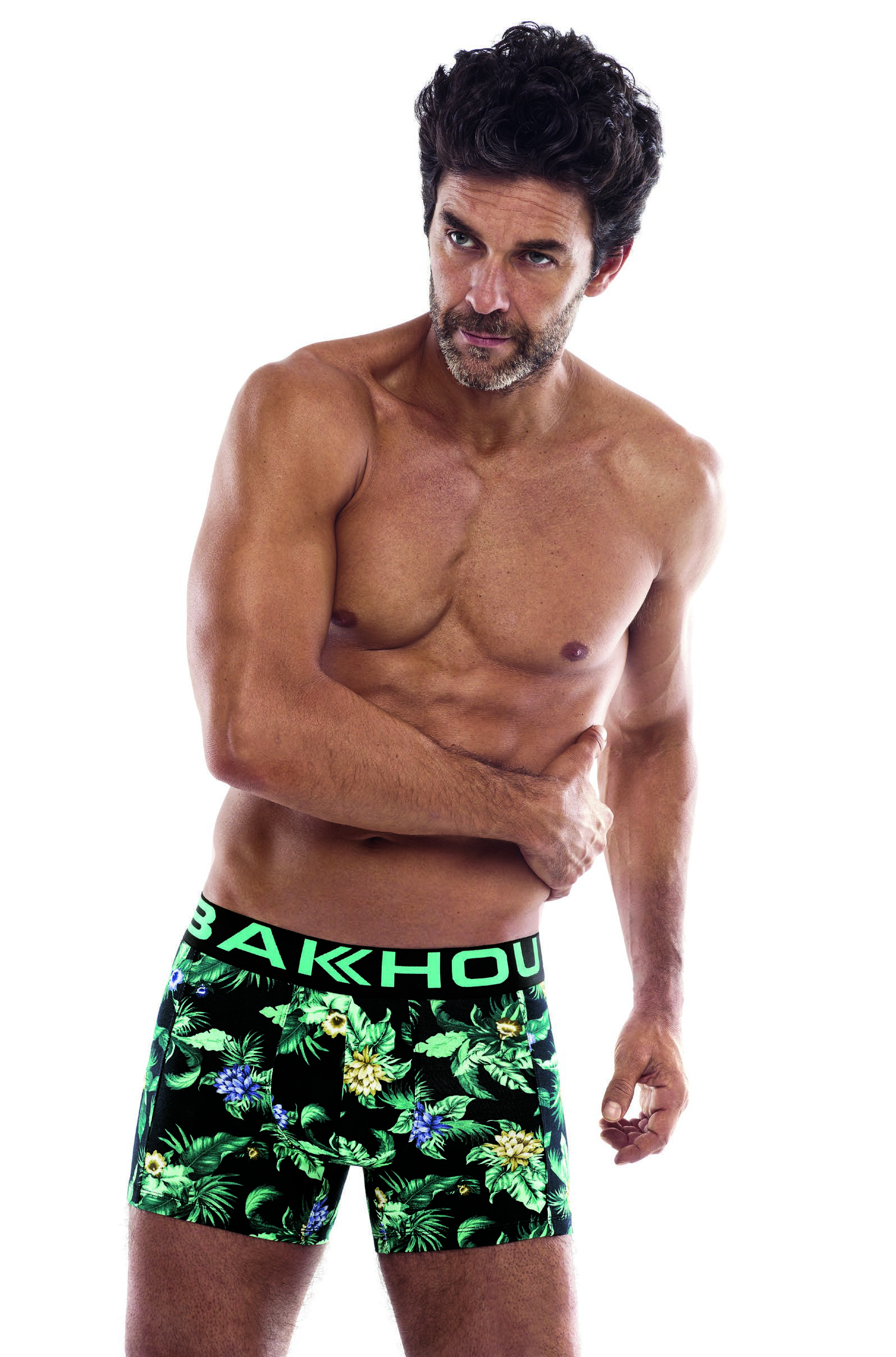 Bakhou (2092) - Boxer algodón y lycra. Estampado Jungle, elástico Bakhou clásico a contratono.